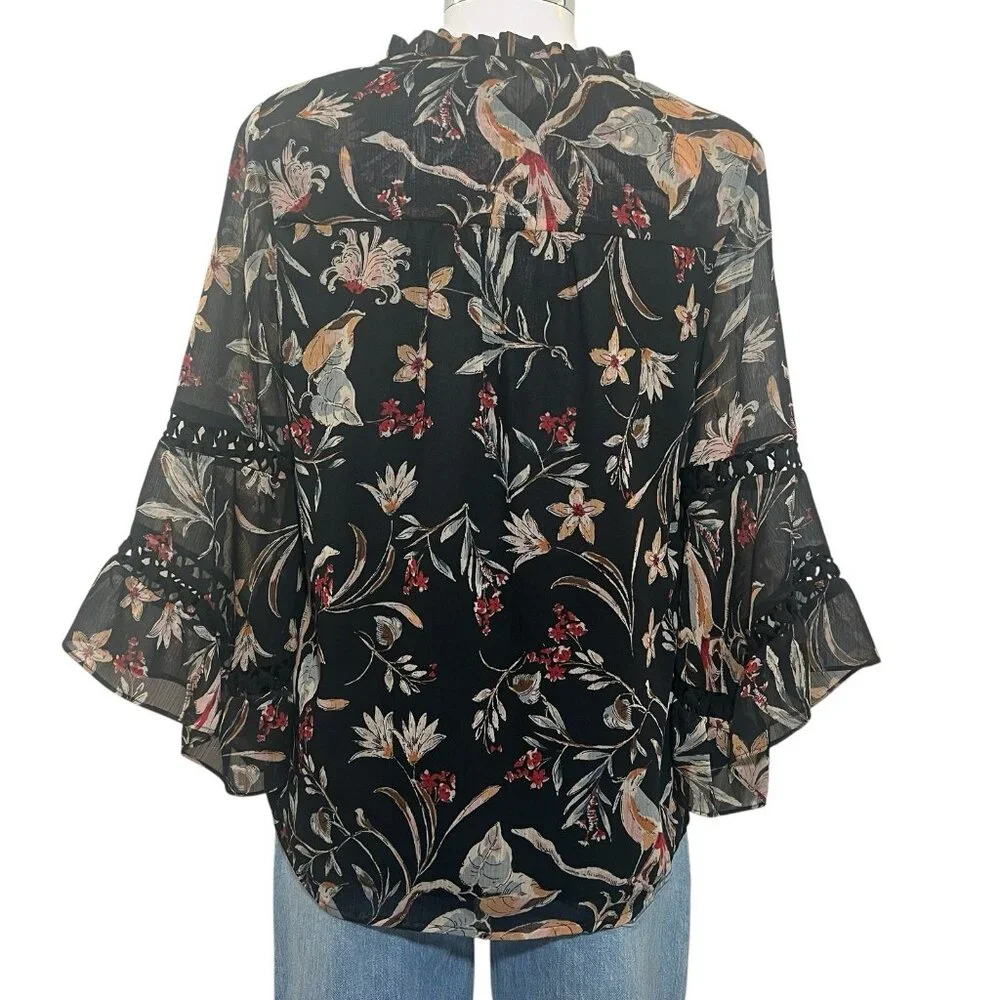 Anthropologie Maeve Odette Floral Peasant Blouse Size XS Bell Sleeves Lined - Picture 5 of 13